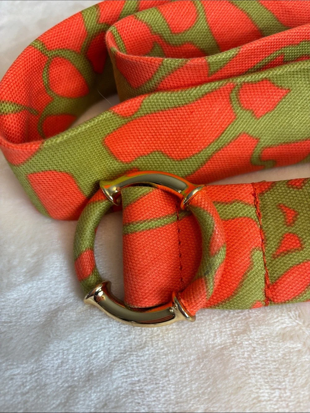 Fun! J. Crew Canvas Fashion Belt in Olive Green and Bright Orange - Picture 2 of 6